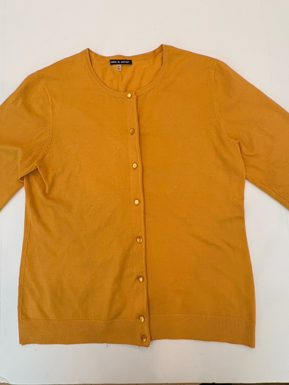 Cable & Gauge Golden Mustard Button-Front Cardigan/ size XL-